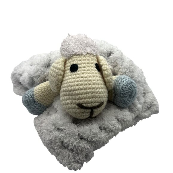 Chloe the Sheep Lamb Plush Lovey Security Blanket Crochet Soft 16"x16" - Picture 2 of 6